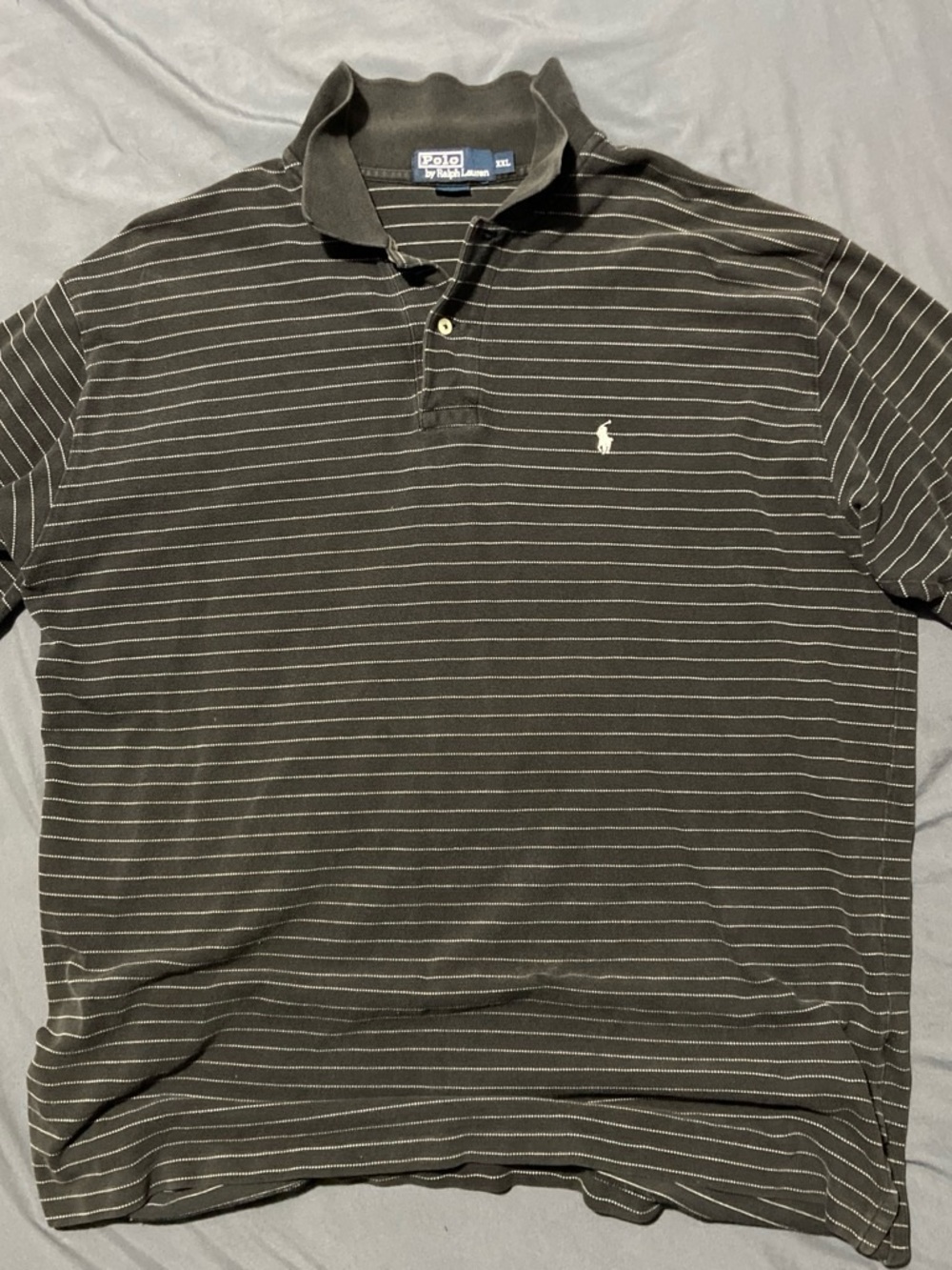 Ralph Lauren Black Polo with White Pinstripes